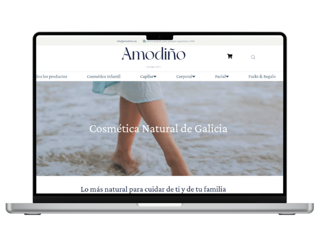 Mockups de la tienda online Amodinho en Escritorio